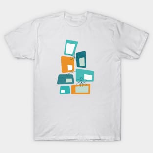 Mid Century Modern Blocks Teal, Orange, Aqua T-Shirt